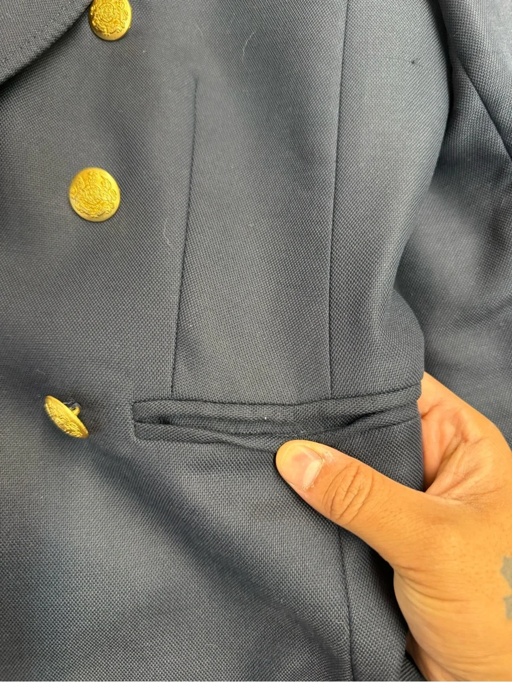 Fall 2012 Banana Republic Navy Gold Button Double Breasted Blazer Sz 10